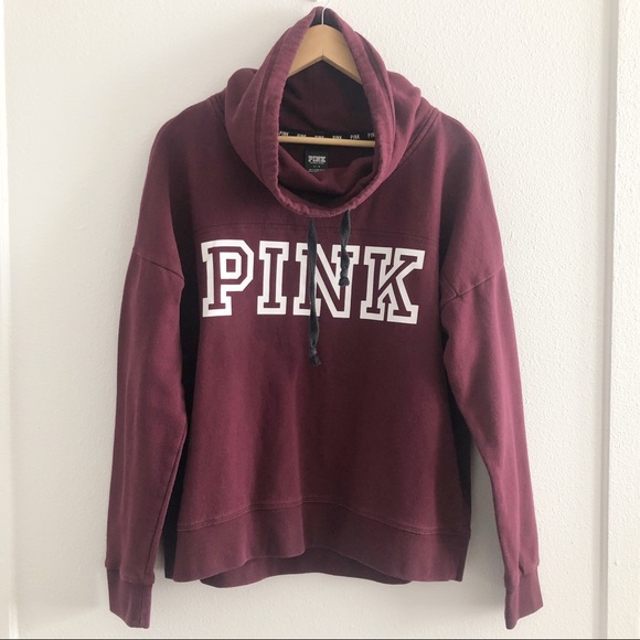 PINK Victoria's Secret Tops - Victoria’s Secret PINK Funnel Cowl Neck Sweatshirt - Maroon - Large L